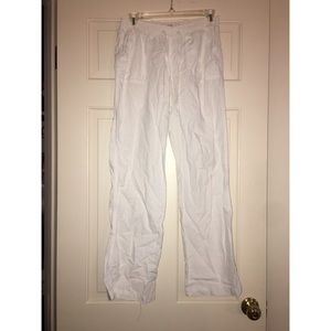 white linen pants